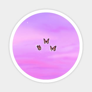 Purple Sunset Butterflies Magnet